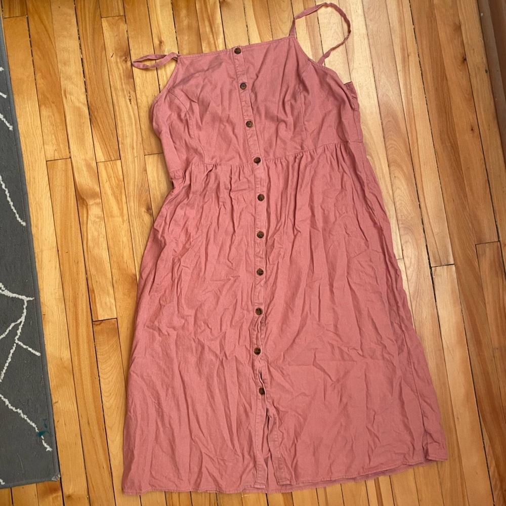 Faux button smocked dress